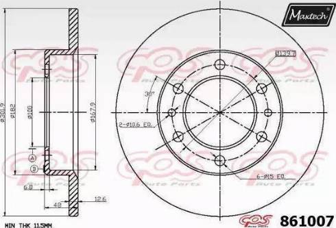 Maxtech 861007.6060 - Гальмівний диск autozip.com.ua