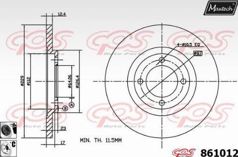 Maxtech 861012.6060 - Гальмівний диск autozip.com.ua