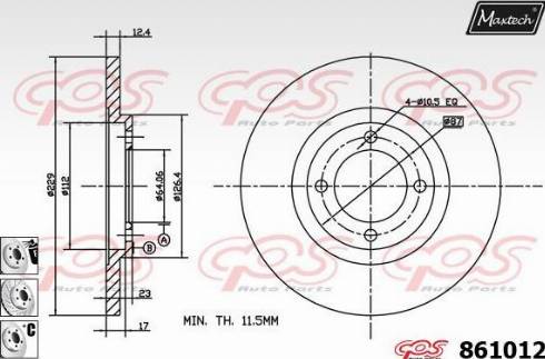 Maxtech 861012.6880 - Гальмівний диск autozip.com.ua