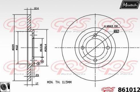 Maxtech 861012.0060 - Гальмівний диск autozip.com.ua