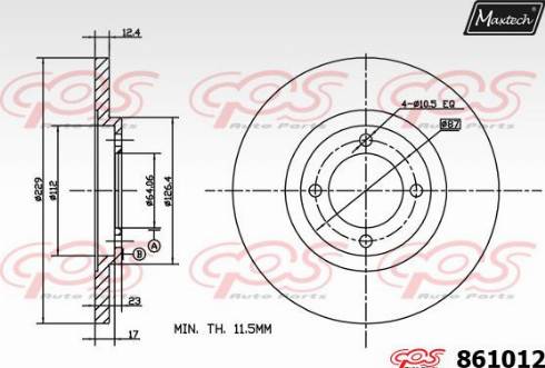 Maxtech 861012.0000 - Гальмівний диск autozip.com.ua