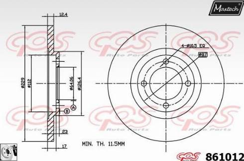 Maxtech 861012.0080 - Гальмівний диск autozip.com.ua