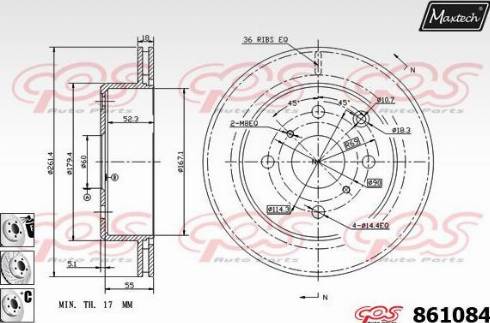 Maxtech 861084.6980 - Гальмівний диск autozip.com.ua