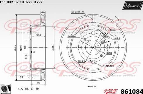 Maxtech 861084.0060 - Гальмівний диск autozip.com.ua