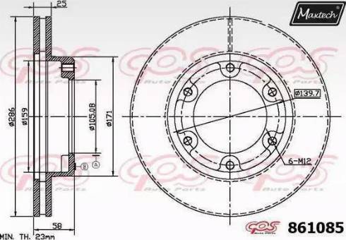 Maxtech 861085.0000 - Гальмівний диск autozip.com.ua