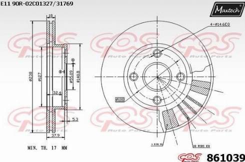 Maxtech 861039.0000 - Гальмівний диск autozip.com.ua