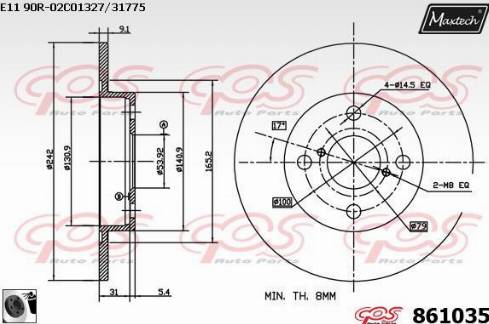 Maxtech 861035.0060 - Гальмівний диск autozip.com.ua