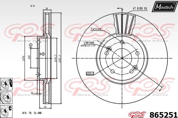 Maxtech 861030 - Гальмівний диск autozip.com.ua