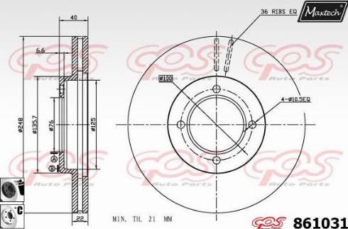 Maxtech 861031.6060 - Гальмівний диск autozip.com.ua