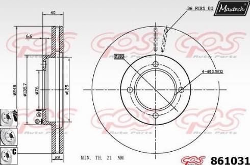 Maxtech 861031.6880 - Гальмівний диск autozip.com.ua