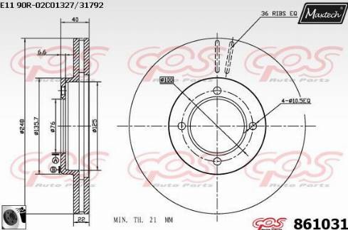 Maxtech 861031.0060 - Гальмівний диск autozip.com.ua