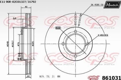 Maxtech 861031.0000 - Гальмівний диск autozip.com.ua