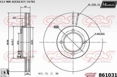 Maxtech 861031.0080 - Гальмівний диск autozip.com.ua