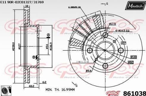 Maxtech 861038.0060 - Гальмівний диск autozip.com.ua