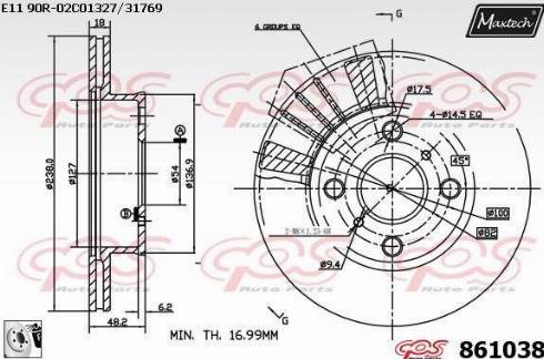 Maxtech 861038.0080 - Гальмівний диск autozip.com.ua