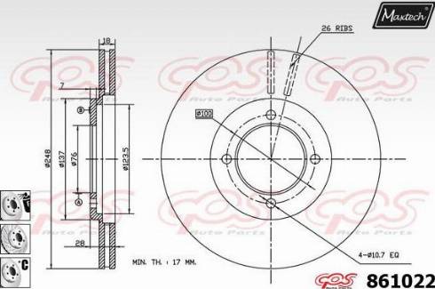 Maxtech 861022.6880 - Гальмівний диск autozip.com.ua