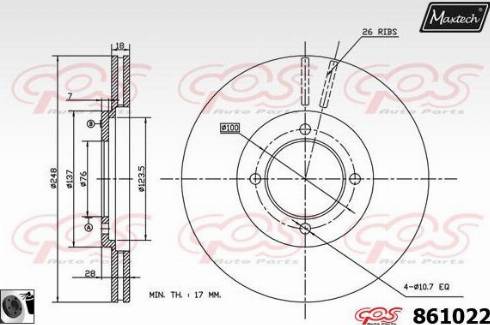 Maxtech 861022.0060 - Гальмівний диск autozip.com.ua