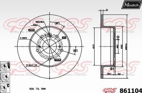 Maxtech 861104.6980 - Гальмівний диск autozip.com.ua