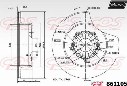 Maxtech 861105.0000 - Гальмівний диск autozip.com.ua