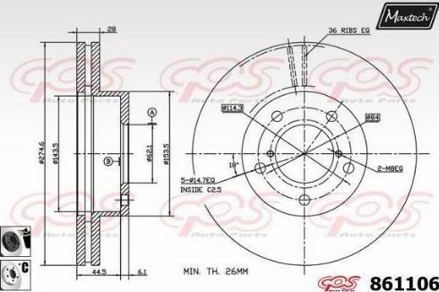 Maxtech 861106.6060 - Гальмівний диск autozip.com.ua