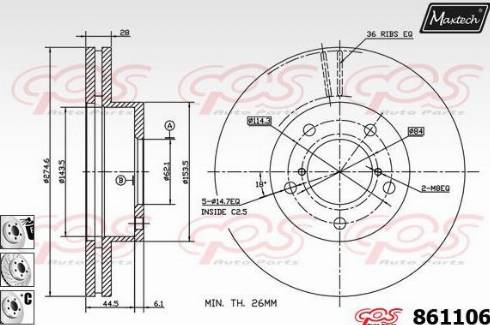 Maxtech 861106.6880 - Гальмівний диск autozip.com.ua