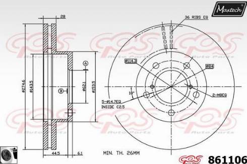 Maxtech 861106.0060 - Гальмівний диск autozip.com.ua