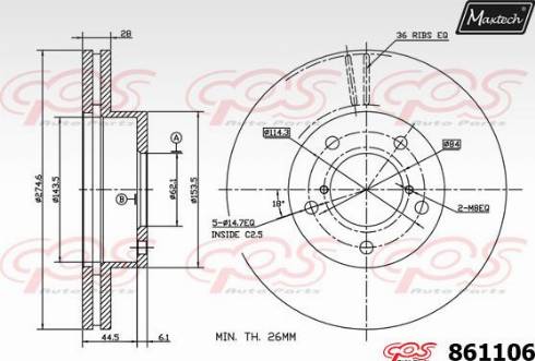 Maxtech 861106.0000 - Гальмівний диск autozip.com.ua