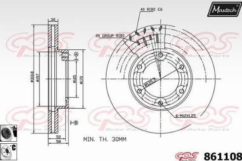 Maxtech 861108.6060 - Гальмівний диск autozip.com.ua