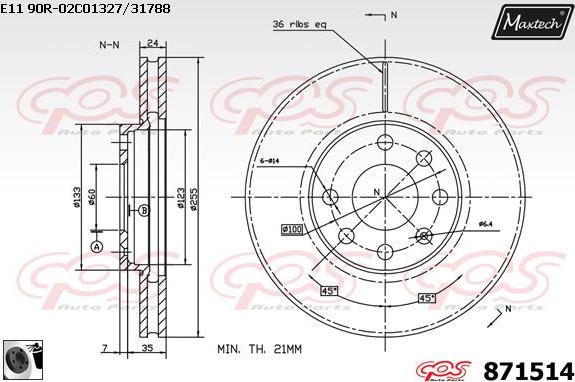 Maxtech 861103 - Гальмівний диск autozip.com.ua