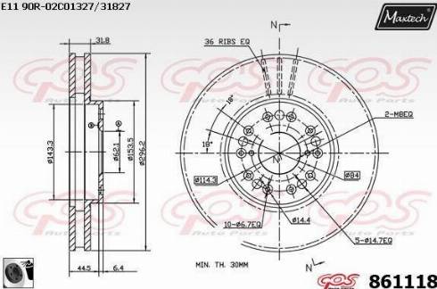 Maxtech 861118.0060 - Гальмівний диск autozip.com.ua