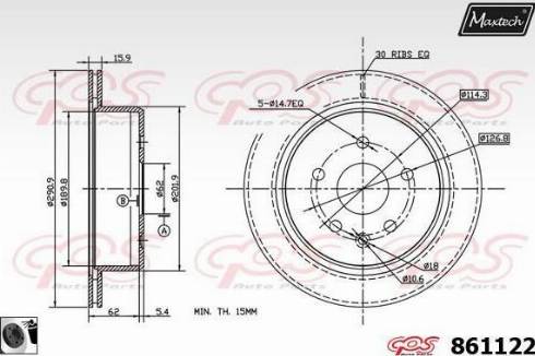 Maxtech 861122.0060 - Гальмівний диск autozip.com.ua