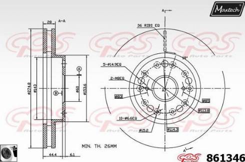 Maxtech 861346.0060 - Гальмівний диск autozip.com.ua