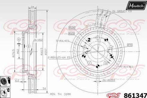 Maxtech 861347.6060 - Гальмівний диск autozip.com.ua