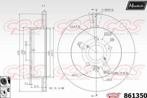 Maxtech 861350.6060 - Гальмівний диск autozip.com.ua