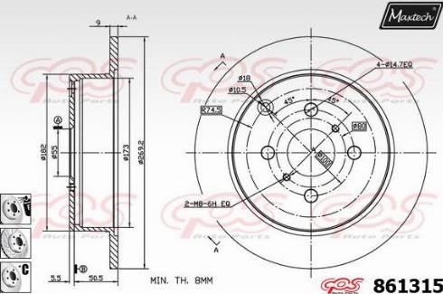 Maxtech 861315.6880 - Гальмівний диск autozip.com.ua