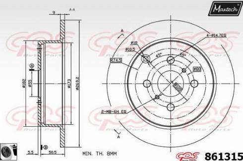 Maxtech 861315.0060 - Гальмівний диск autozip.com.ua