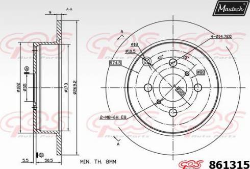 Maxtech 861315.0000 - Гальмівний диск autozip.com.ua