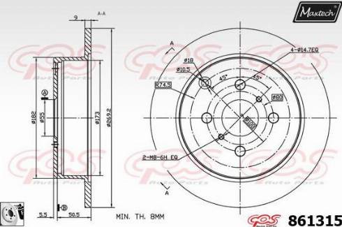 Maxtech 861315.0080 - Гальмівний диск autozip.com.ua