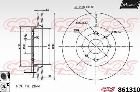 Maxtech 861310.6060 - Гальмівний диск autozip.com.ua