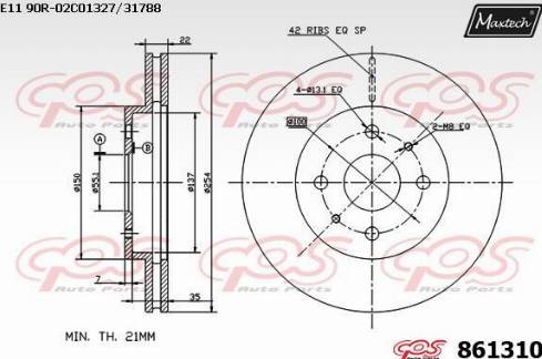 Maxtech 861310.0000 - Гальмівний диск autozip.com.ua