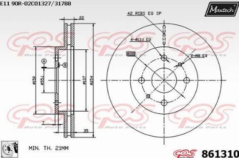 Maxtech 861310.0080 - Гальмівний диск autozip.com.ua