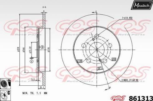 Maxtech 861313.6060 - Гальмівний диск autozip.com.ua