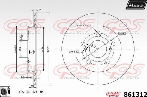 Maxtech 861312.0060 - Гальмівний диск autozip.com.ua