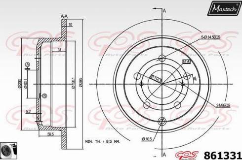 Maxtech 861331.0060 - Гальмівний диск autozip.com.ua