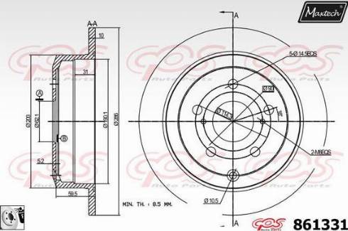 Maxtech 861331.0080 - Гальмівний диск autozip.com.ua