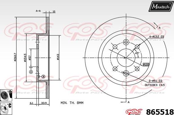 Maxtech 861337 - Гальмівний диск autozip.com.ua