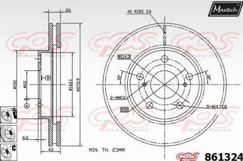 Maxtech 861324.6980 - Гальмівний диск autozip.com.ua