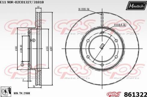 Maxtech 861322.0080 - Гальмівний диск autozip.com.ua