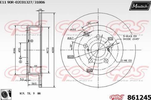 Maxtech 861245.0060 - Гальмівний диск autozip.com.ua