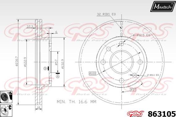 Maxtech 861245 - Гальмівний диск autozip.com.ua